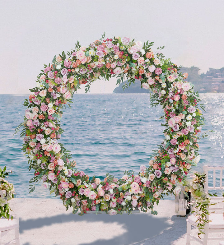 Wedding Backdrop Round Arch Decor Rose Greenery Crown Floral Arrangement Table Centerpiece Ball Welcome Sign Flower