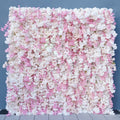 White Pink Cherry Blossom Floral 5D Roll Up Cloth Flower Wall Outdoor Wedding Backdrop Decor Props