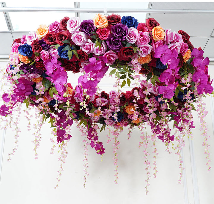 Ceiling Round Arch Hanging Hoop Frame Decor Floral Arrangement Wedding Backdrop Flower