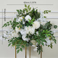 60cm 3/4 White Rose Pompom Green Leaf Wedding Table Centerpieces Floral Ball