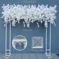 White Champagne Cherry Blossom Flower Row Arrangement Wedding Backdrop Stand Decor Party Welcome Sign Floral Accessories