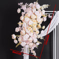 Pink Champagne Wedding Backdrop Frame Decor Rose Delphinium Peach Blossom Hang Flower Row Arrangement Event Floor Floral