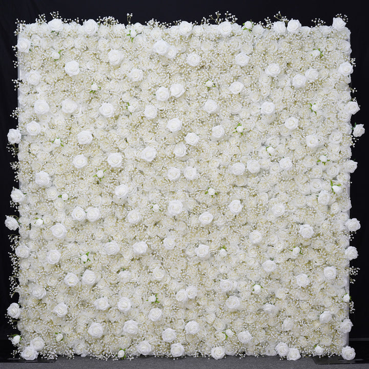 White Rose Babysbreath Luxury 5D Cloth Flower Wall Wedding Backdrop Props