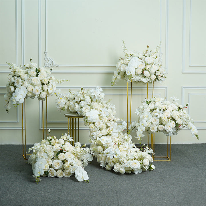 White Event Table Centerpiece Ball Wedding Backdrop Arch Flower Runner Arrangement