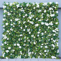 Green Real Touch Leave White Rose Hydrangea Rolling Up Cloth Artificial Floral Wall Wedding Garden Decoration outdoor Fabric Flower Wall Arrangement