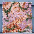 5D Orange Purple Rose Dandelion Green Leaf Wedding Backdrop Decor Cloth Rolling Up Flower Wall Arrangement Window Display