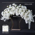 Wedding Reception Decor White Table Flower Event Gold Stand Rose Baby's Breath Orchid Cherry Blossom Arrangement Floral