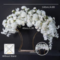 Wedding Reception Decor White Table Flower Event Gold Stand Rose Baby's Breath Orchid Cherry Blossom Arrangement Floral