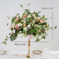 Pink Rose Green Leaves Bouquet Wedding Flower Ball Centerpiece Decor Table Arrangement Floral Prop Event Party Accessories