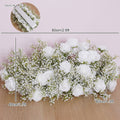 White Babysbreath Rose Floral Arrangement Wedding Backdrop KT Board Decor Gypsophila Floor Flower Row Party Event Props