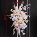 Pink Champagne Wedding Backdrop Frame Decor Rose Delphinium Peach Blossom Hang Flower Row Arrangement Event Floor Floral