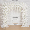 Luxury White Wedding Arch Backdrop Flower Stand Cherry Blossom Rose Hanging Wisteria Floral Arrangement