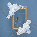 White Champagne Cherry Blossom Flower Row Arrangement Wedding Backdrop Stand Decor Party Welcome Sign Floral Accessories