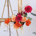 Orange Red Rose Dahlia Wedding Backdrop Decor Table Centerpieces Flower Ball Arrangement Event Floor Floral