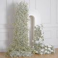 White Babysbreath Rose Floral Arrangement Wedding Backdrop KT Board Decor Gypsophila Floor Flower Row Party Event Props