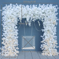 White Champagne Cherry Blossom Flower Row Arrangement Wedding Backdrop Stand Decor Party Welcome Sign Floral Accessories