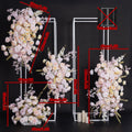 Pink Champagne Wedding Backdrop Frame Decor Rose Delphinium Peach Blossom Hang Flower Row Arrangement Event Floor Floral