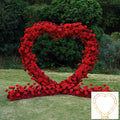 Red simulation rose heart shaped wedding party background floral arch decoration