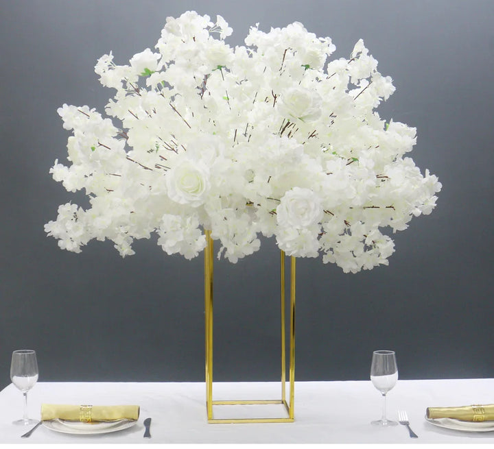 Luxury Large 100cm/80cm Wedding Table Centerpiece Ball White Cherry Blossom Floral Arrangement Banquet Event Party Floor Flowers