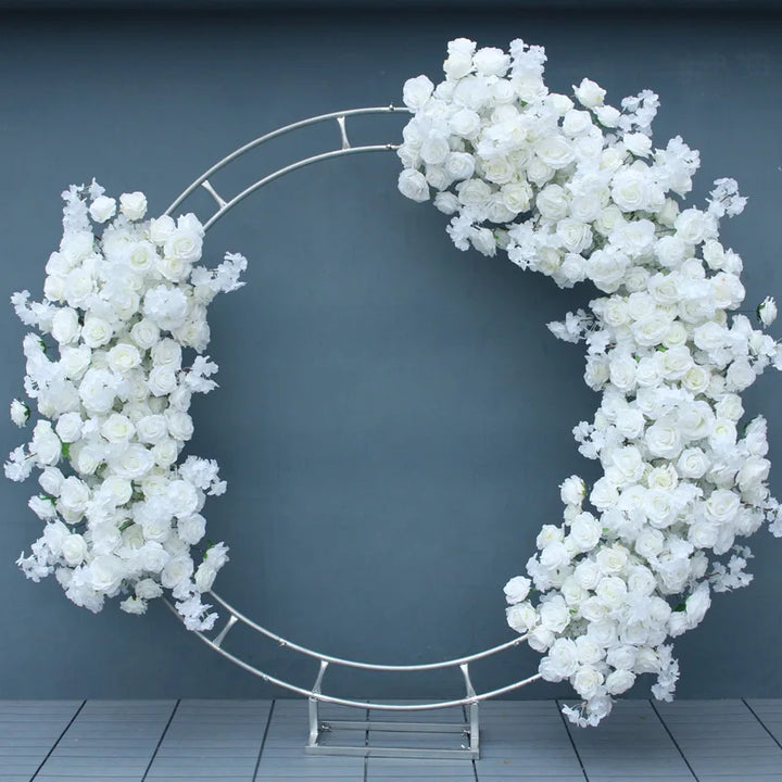 White Artificial Rose Cherry Blossom Arch Decor Hang Flower Row Wedding Backdrop Wall 5D Floral Arrangement Party Window Display