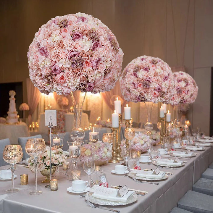 Luxury Oversize Peach Dusty Pink Rose Hydrangea 80cm 3/4 Flower Ball Event Wedding Table Centerpiece Ball Banquet Window Display