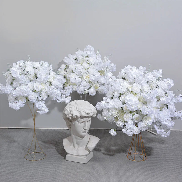 White Cherry Blossom Rose Wedding Flower Ball Centerpiece For Tables Event Arrangement Floral Accessories Banquet Party Props