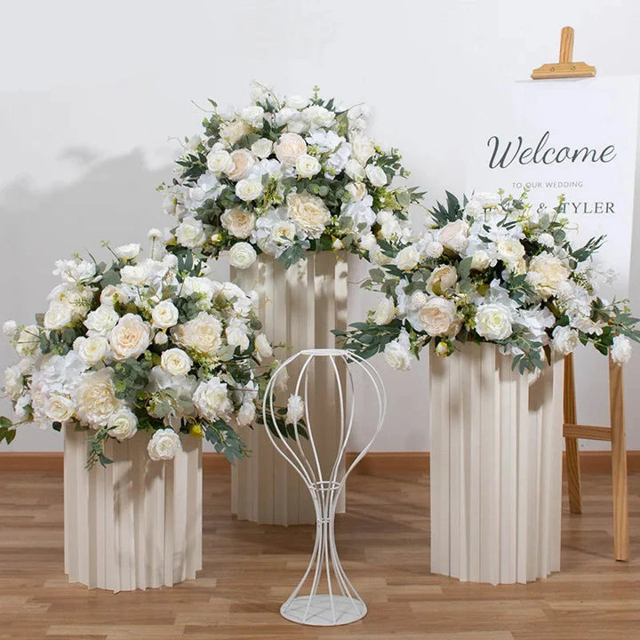 60/70/80cm Large White Rose Greenery Artificial Flower Ball Wedding Backdrop Table Floral Centerpiece Party Props Window Display