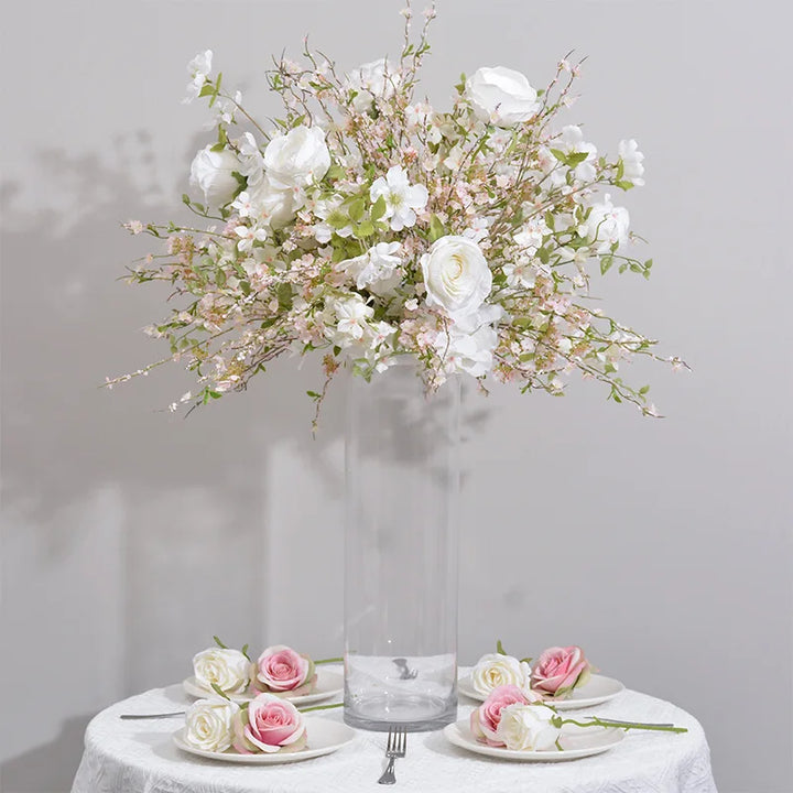 Pink Rose Snow Willow Table Centerpiece Flower Ball Wedding Table Vase Decoration Floral Arrangement Ornaments Party Event Props