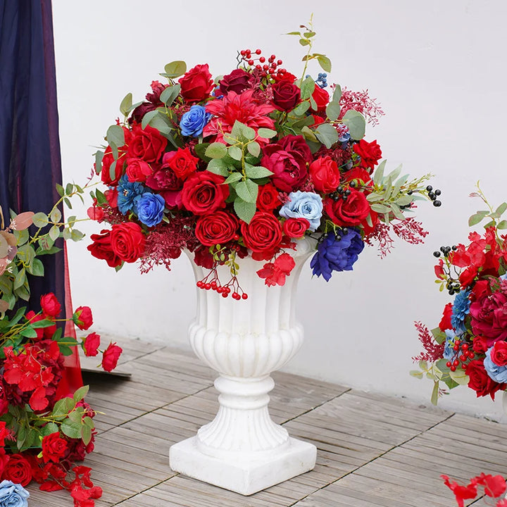 Red Blue Series Green Leaf Flower Ball For Table Centerpieces Wedding Event Supplies Floor Floral Arrangement Event Prop