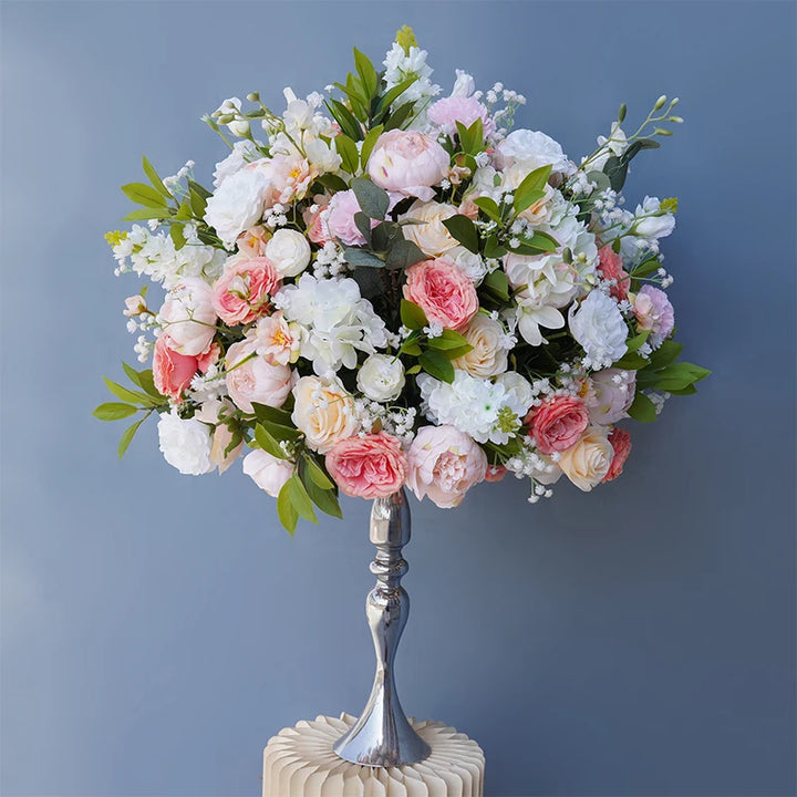 Rose Baby's Breath Green Leaves Wedding Reception Table Centerpiece Flower Ball Arrangement Floral Accessories Event Props