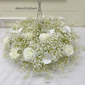 White Real Touch Gypsophila Baby Breath Artificial Flower Row Arrangement Wedding Table Centerpieces Floral Ball Window Display