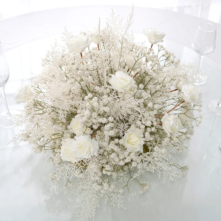 Wedding Table Centerpieces Decor Flower Ball Rose Baby Breath Gypsophila Floral Arrangement Window Display Event Party Props