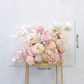 Champagne Pink Wedding Backdrop Decor Rose Orchid Hang Flower Row Arrangement Aisle Floor Floral Ball Party Props