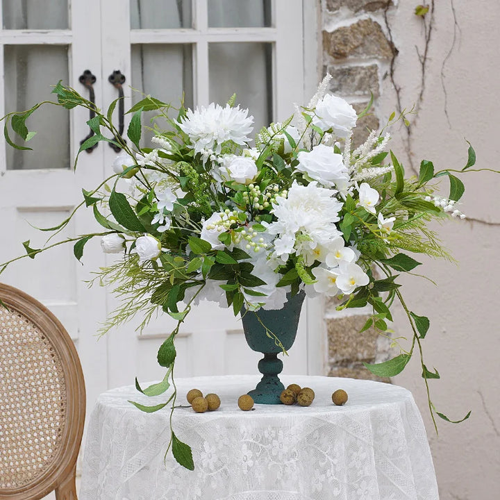 White Series With Greenery Flower Ball Decor Sculpture Table Centerpieces Props Wedding Reception Floral Accessories