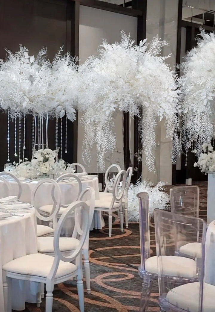 White Leaves Hang Wisteria Table Centerpiece Flower Ball Arrangement Floral Event Garland Props Wedding Reception Decor