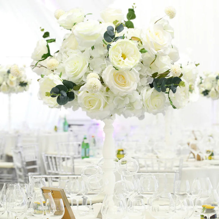 White Rose Artificial Flower Ball, Wedding Backdrop Props, Table Centerpiece, Candlestick Decor, Floral Ball, Road Leading