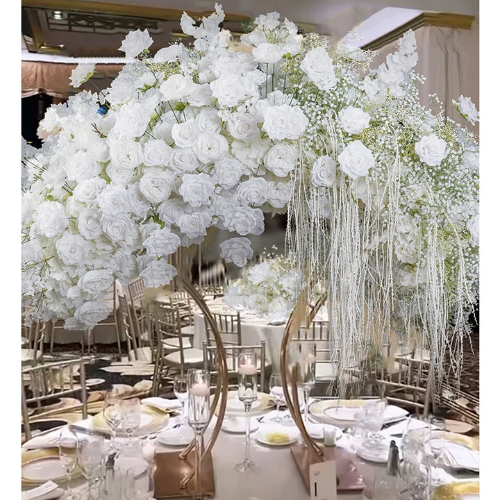 Wedding Table Centerpieces Flower Arrangement Rose Baby's Breath Hang Wisteria Floral Ball Stage Stand Event Party Props