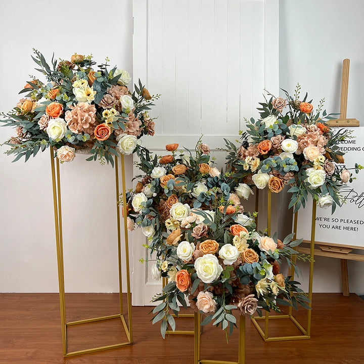 Wedding Road Lead Flower Artificial Rose Eucalyptus Leaf Floral Ball Party Mall Exhibition Hall Stage Decor Props Window Display