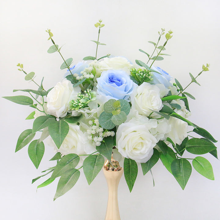 Rose Hydrangea Artificial Flower Ball With Green Eucalyptus Leaf Bouquet Wedding Deocoration Table Centerpieces Party Display