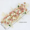 Champagne Pink Eucalyptus Leaves White Rose Artificial Flower Row Arrangement Wedding Table Centerpiece Floral Ball Party Props