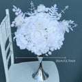 White Rose Artificial Flower Row Arrangement Wedding Centerpieces Table Flower Ball Arch Decor Wall Hanging Corner Floral