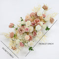 Champagne Pink Eucalyptus Leaves White Rose Artificial Flower Row Arrangement Wedding Table Centerpiece Floral Ball Party Props