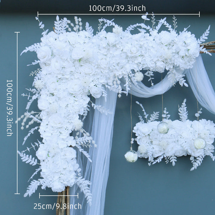 White Rose Artificial Flower Row Arrangement Wedding Centerpieces Table Flower Ball Arch Decor Wall Hanging Corner Floral