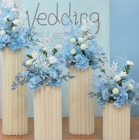 Blue Four Piece Wedding Origami Roman Pillar Imitation Flower Decoration