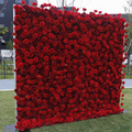 Flower Wall Red Roses Fabric Rolling Up Curtain Floral Backdrop Wedding Party Proposal Decor