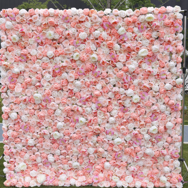 Flower Wall Light Pink Rose Fabric Rolling Up Curtain Floral Backdrop Wedding Party Proposal Decor