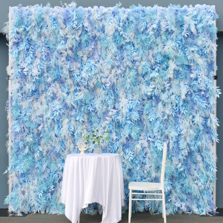 Flower Wall Navy Blue Fabric Rolling Up Curtain Floral Backdrop Wedding Party Proposal Decor