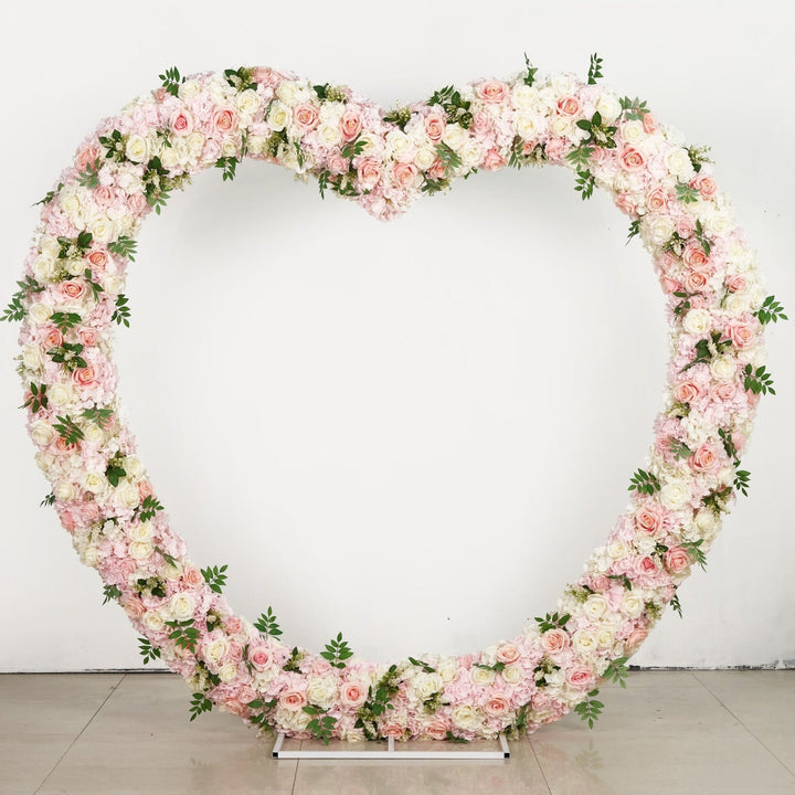 New Flower Arrangement Wedding Background Arch Heart Shaped Flower Row Champagne