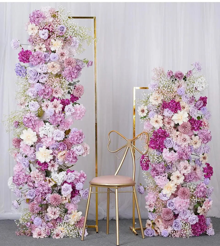 Pink Purple Babysbreath Dahlia 5D Flower Row Arrangement Wedding Backdrop Arch Kt Board Deco