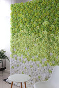 Simulated green and white rose cloth background flower wall event party wedding background